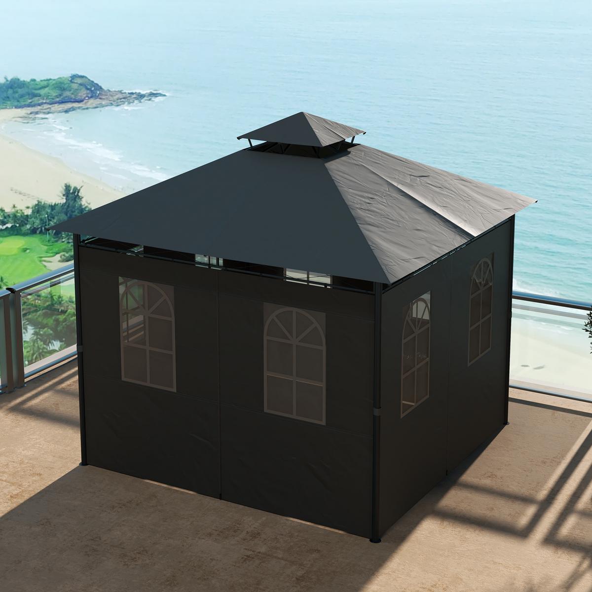 PAVILLON, Dunkelgrau, Metall, Polyester - Dunkelgrau, Metall (300/288/300cm) - Outsunny