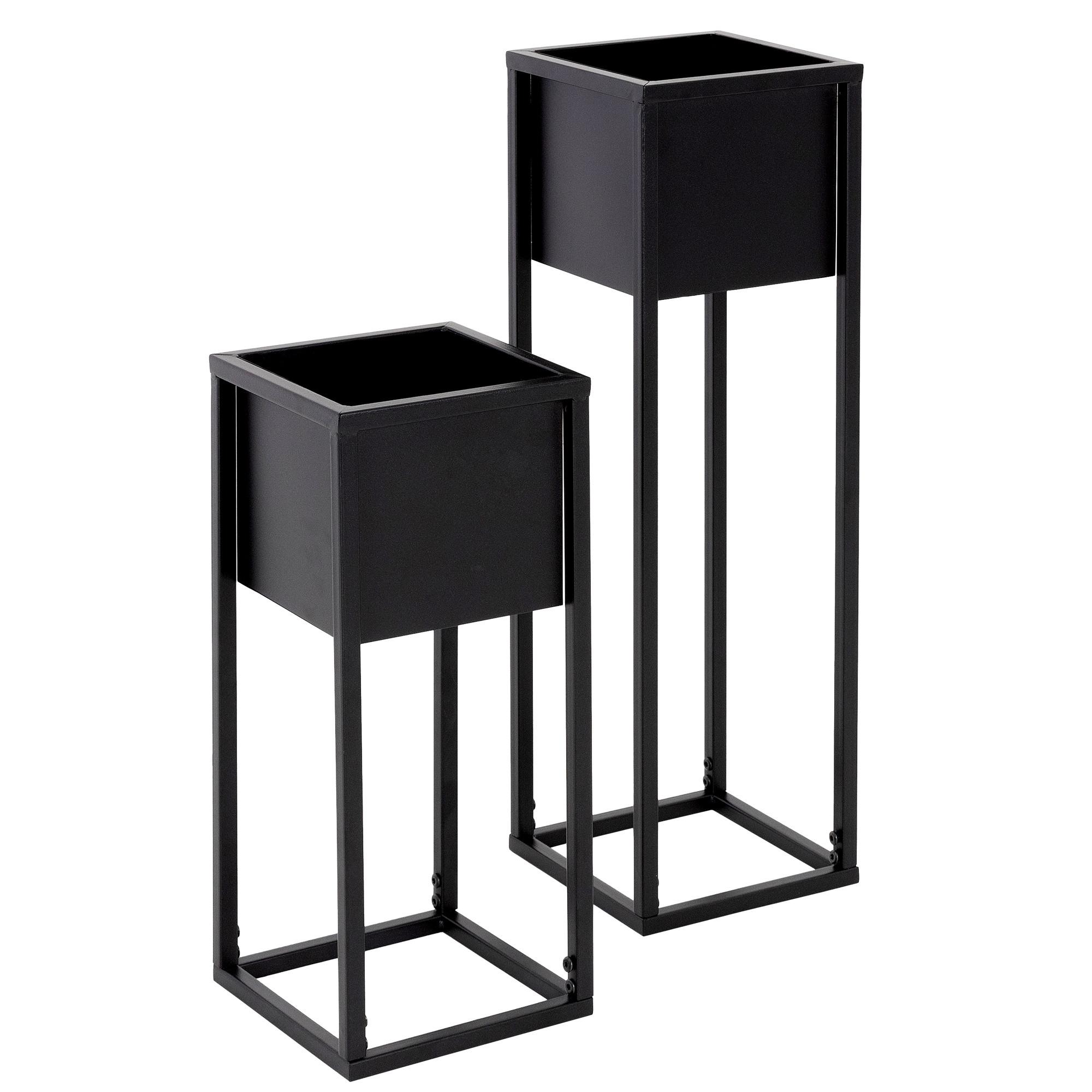 BLUMENSTÄNDER im 2er Set Schwarz 21 x 50/70 x 21 cm aus Metall - Schwarz, Metall (70/21/70cm) - ML-DESIGN