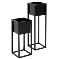 BLUMENSTÄNDER im 2er Set Schwarz 21 x 50/70 x 21 cm aus Metall - Schwarz, Metall (70/21/70cm) - ML-DESIGN