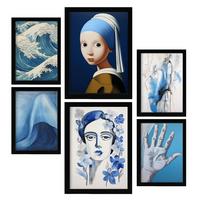 POSTER Set Mit 6 Friedliche Gelassenheit In Vielseitiger A3 & A4 Schwarzer Rahmen - Schwarz, Papier (29/3cm) - Nacnic