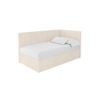 EINZELBETT Jugendbett mit Bettkasten Links, ohne Matratze - LOVY 90x200 Beige - Sandfarben, Holzwerkstoff/Textil (90/200cm) - ALTDECOR