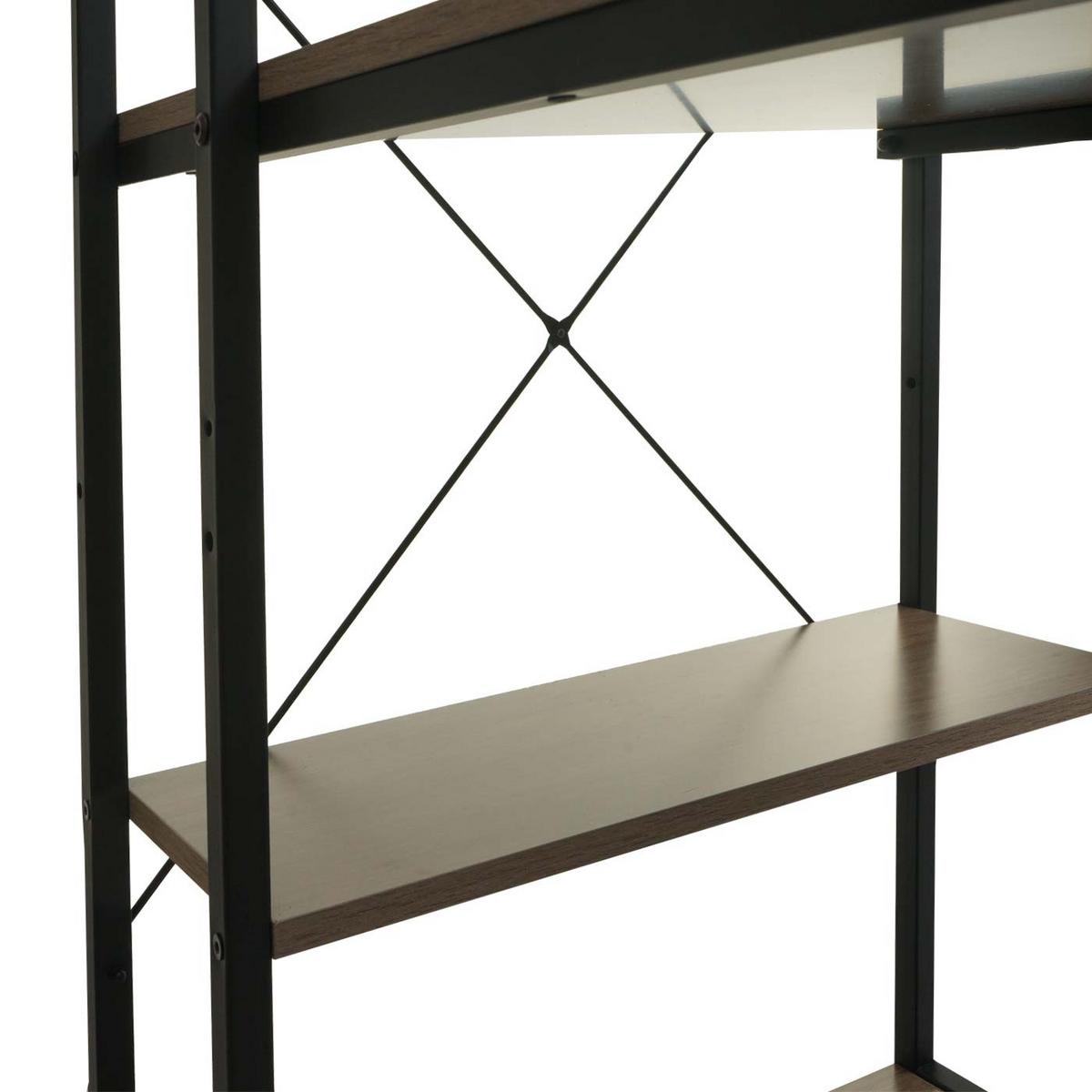 SCHREIBTISCH MIT REGAL eckig Grau, Braun - Braun/Grau, Holzwerkstoff (60/100/120cm) - MCW
