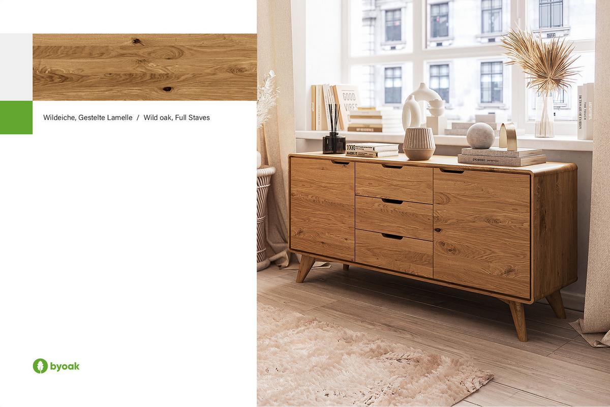 KOMMODE GREG Wildeiche - Wildeiche, Holz (134/63/40cm) - byoak