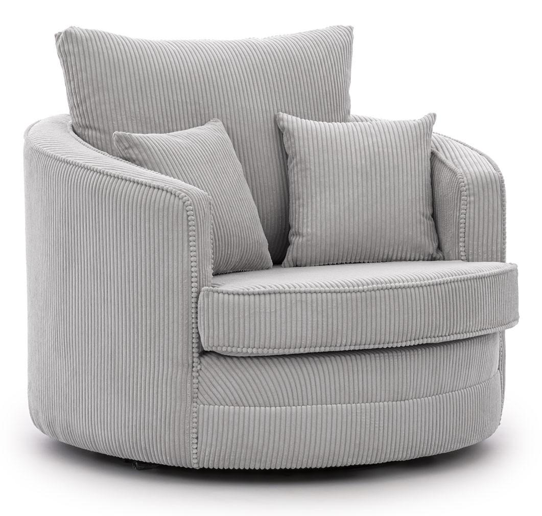 DREHSESSEL Ted aus Hellgrau Cord-Stoff - Hellgrau/Schwarz, Holz/Textil (107/94/100cm) - S-Style Möbel