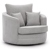 DREHSESSEL Ted aus Hellgrau Cord-Stoff - Hellgrau/Schwarz, Holz/Textil (107/94/100cm) - S-Style Möbel