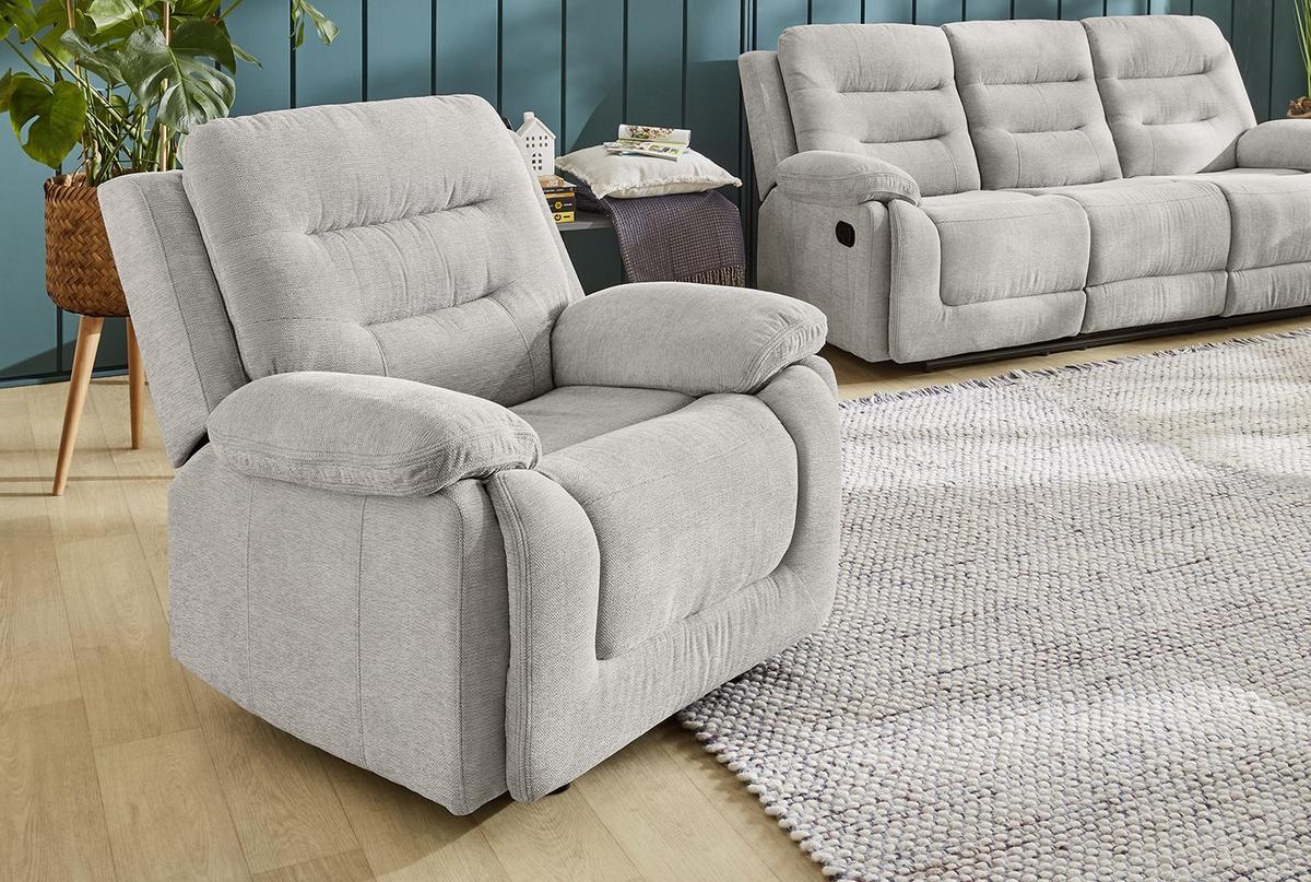 RELAX-FERNSEHSESSEL Federkern, Liegefunktion verstellbar durch halbautomatische Relaxfunktion B101/T98/H103 cm, Chenille Grau / 15501 - Schwarz/Grau, Textil (101/103/98cm) - luma-home