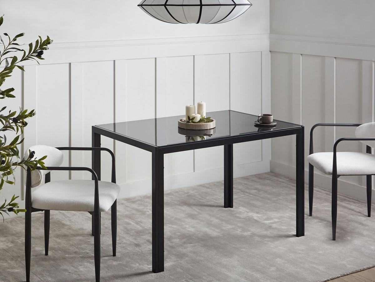ESSTISCH Schwarz 120/80 cm Sicherheitsglas Lavos - Schwarz, Glas (120/80/75cm) - Beliani