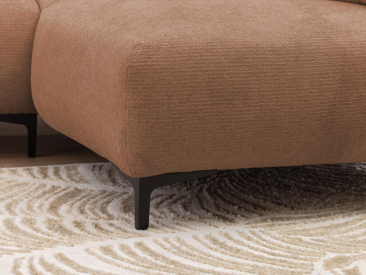 ECKSOFA Cardea in Bubble-Optik aus weichem Terrakotta Strukturstoff mit hohem Sitzkomfort - Ottomane rechts - Terracotta/Schwarz, Holz/Textil (230/170cm) - S-Style Möbel