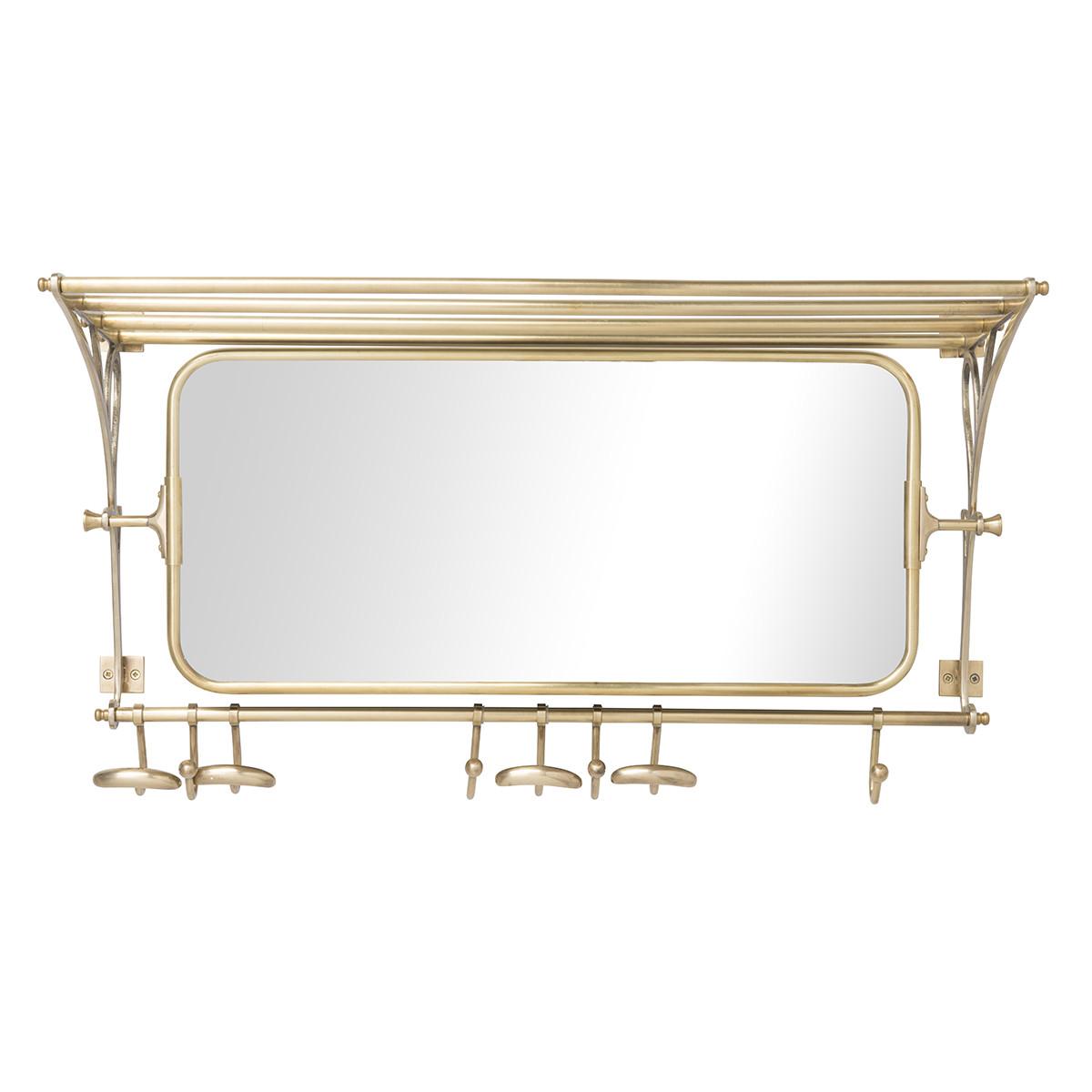 GARDEROBE aus Messing mit Spiegel und Regal 1 Tablett - 77/28/33 cm - Goldfarben, Metall (28/33/77cm) - Signature