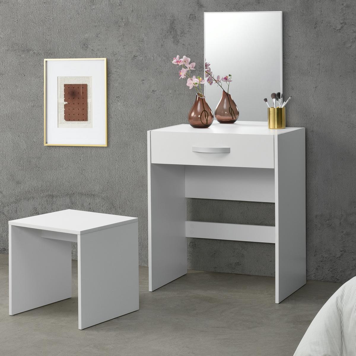 SCHMINKTISCH Reykjavik - Weiß, Holzwerkstoff (63/132/39cm) - [en.casa]