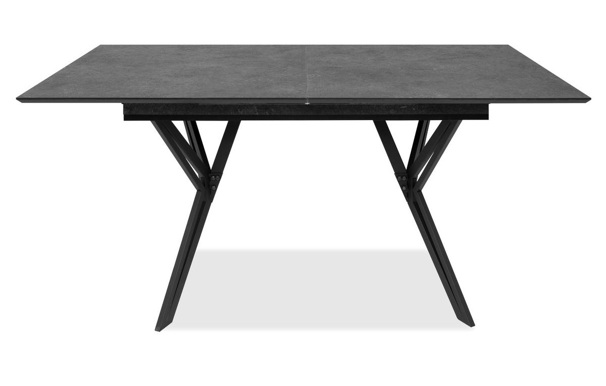 ESSTISCH Stein grau dunkel 160/200 cm, Küchentisch ausziehbar - Dunkelgrau/Schwarz, Holzwerkstoff/Metall (90/160/74cm) - Furn.Design