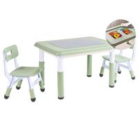 KINDERTISCH mit Stühlen Grün Bondo - Weiß/Grün, Kunststoff (82/51/62cm) - Beliani