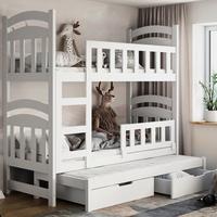 ETAGENBETT FÜR 3 PERSONEN MIT MATRATZEN Dopio 75x180 cm - Weiß, Holz (75/180cm) - Selsey