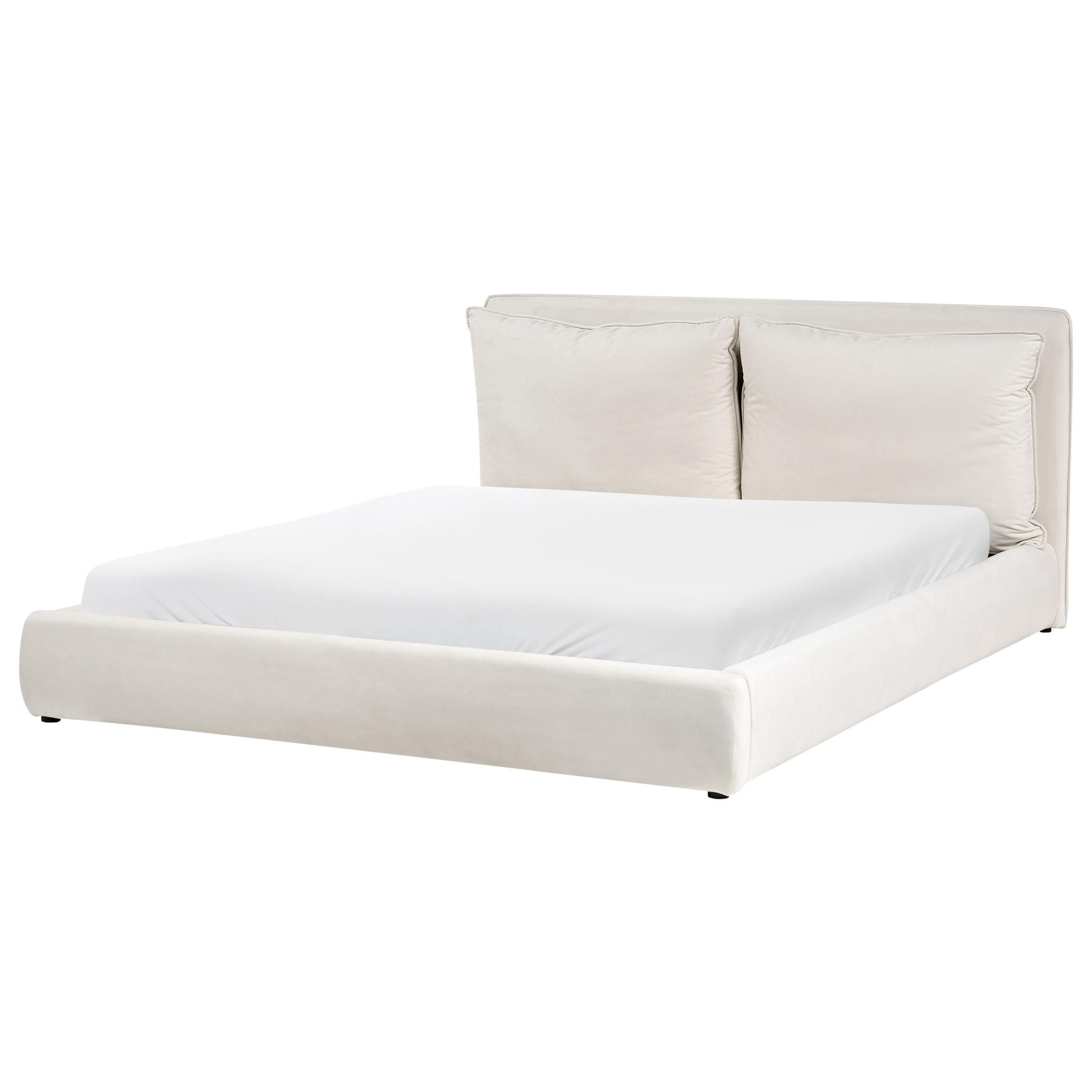 BETT mit Lattenrost 180/200 cm Hellbeige Bajonna - Beige/Schwarz, Textil (180/200cm) - Beliani