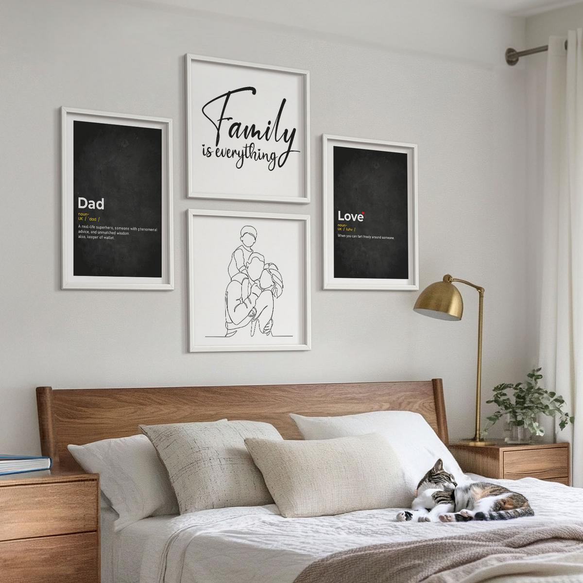 BILDER SET 4er Set - 50x50 cm & 40x60 cm Weißer Rahmen - Definitionen der Liebe in Familienzeichnungen - Weiß, Kunststoff (50/50cm) - TULUP