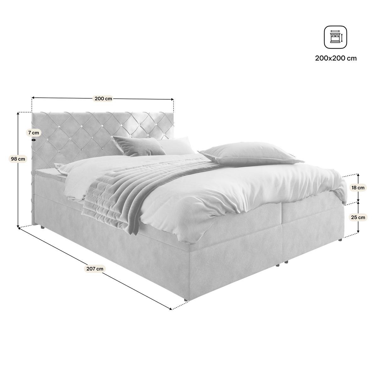BOXBETT RIVA 200x200 cm mit Matratze und Topper, H2+H3 - Rot - Rot, Holz (200/200cm) - MASSENO