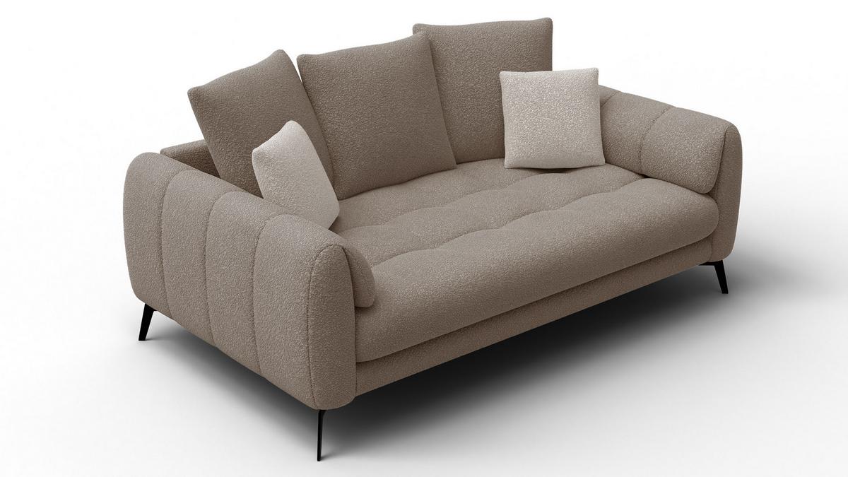 SOFA CALME 2,5-Sitzer, creme - Creme/Schwarz, Holz/Textil (199/92/108cm) - Wozimo