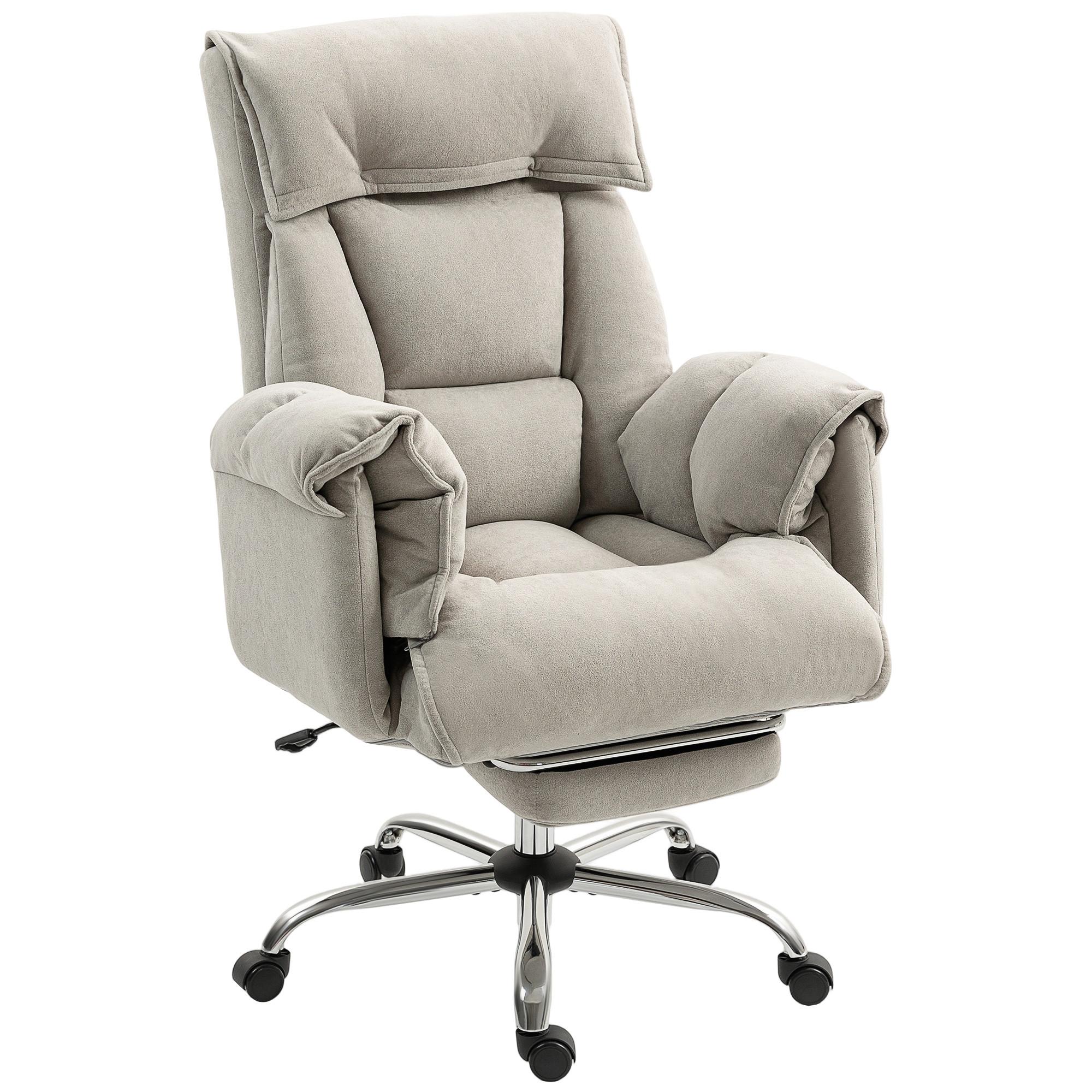 BÜROSTUHL Polyester Stahl Hellgrau - Chromfarben/Hellgrau, Textil/Metall (75/118/77cm) - HOMCOM