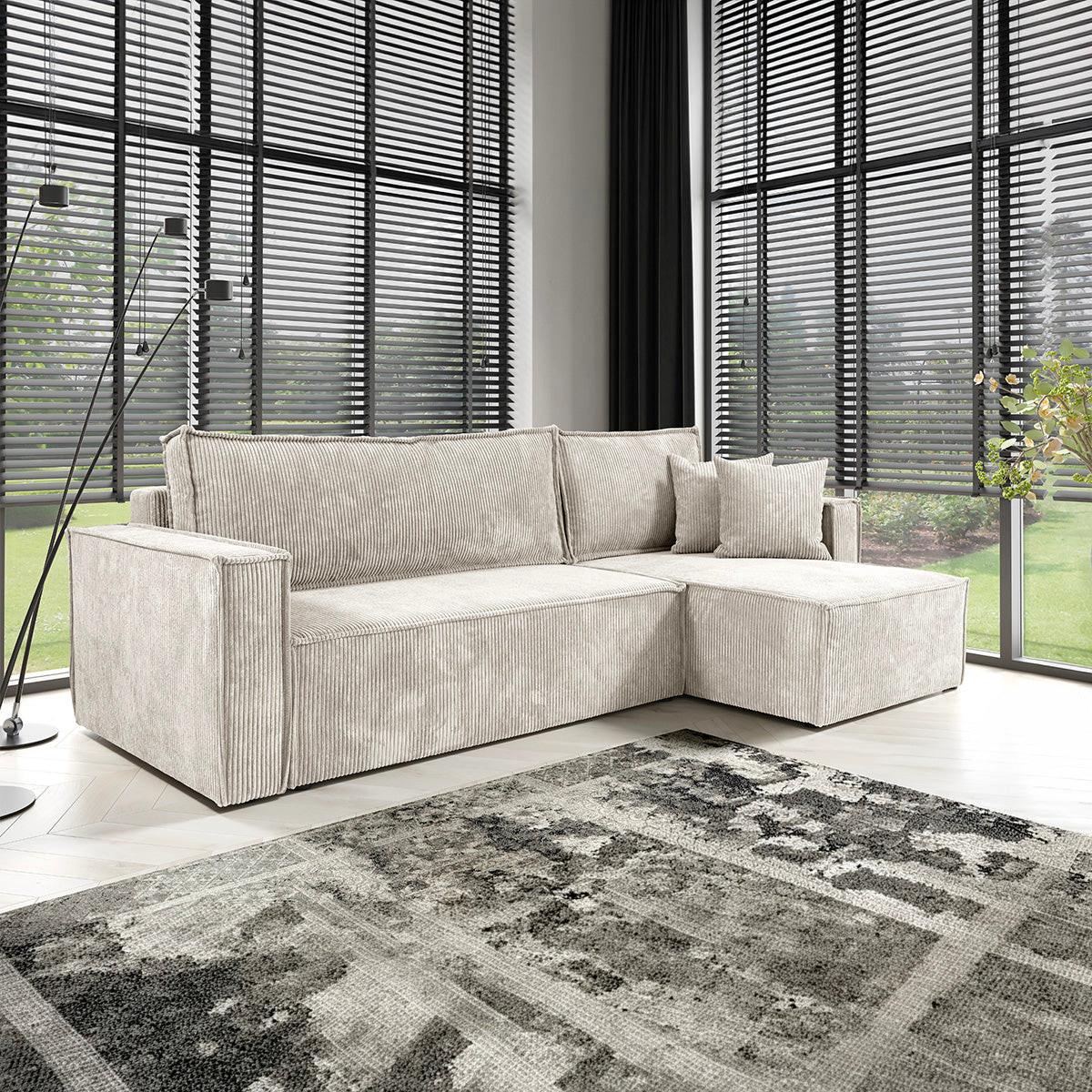 ECKSOFA Ezekiel 3 Sitzplätze Gebrochenes Weiß - Weiß, Holz (236/145cm) - Petits-meubles