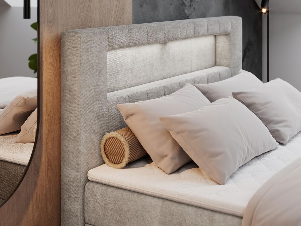 BOXBETT GOLD-5 LED 180/200 Beige Struktur - H4 - Beige, Holz/Textil (180/200cm) - MKS