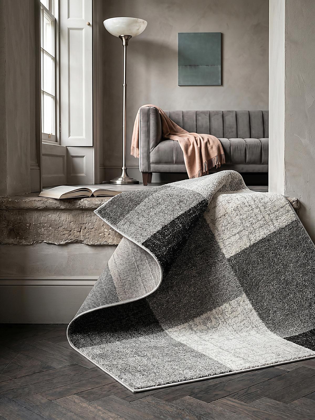 TEPPICH Niederflor Patchwork THUR Polypropylen Grau 80 x 140 cm - Grau, Textil (120/160cm) - KADIMA DESIGN