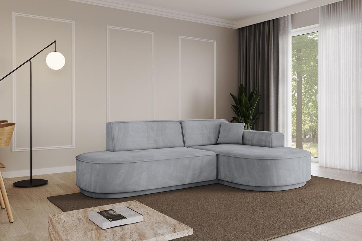 ECKSOFA Ottomane Rechts MARI-L1-v3 - 243x171x83 cm Grau Velours - Schwarz/Grau, Holzwerkstoff/Kunststoff (171/243cm) - ALTDECOR