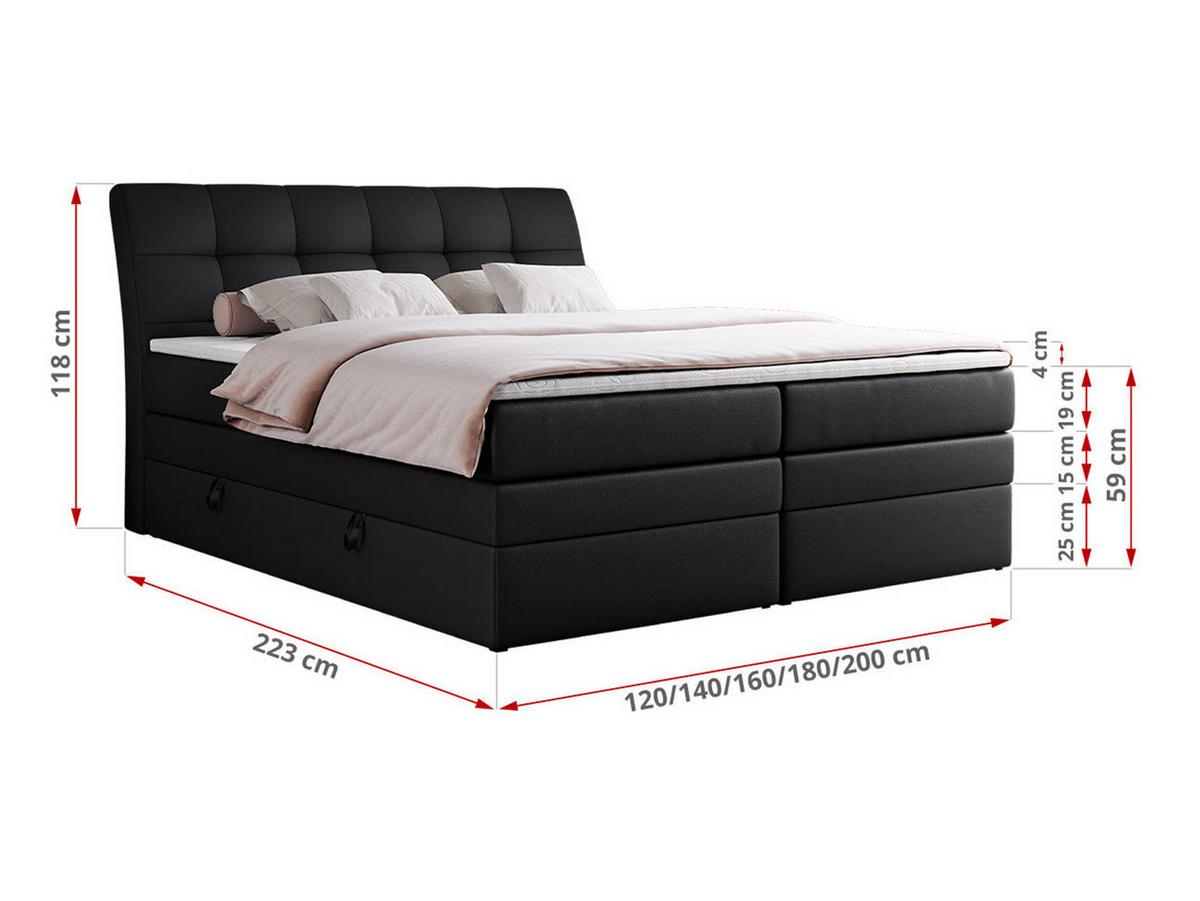 BOXSPRINGBETT GOLD-10 KING 160/200 Schwarz Kunstleder - H4 - Schwarz, Holz/Textil (160/200cm) - MKS