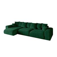ECKSOFA Ottomane links ESKAR-L2 364x176x72 Dunkelgrün Cord - Dunkelgrün/Schwarz, Holzwerkstoff/Kunststoff (364/176cm) - ALTDECOR