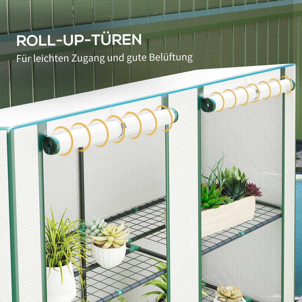 GEWÄCHSHAUS, 144L x 48B x 152H cm - Weiß, Metall (48/152/144cm) - Outsunny