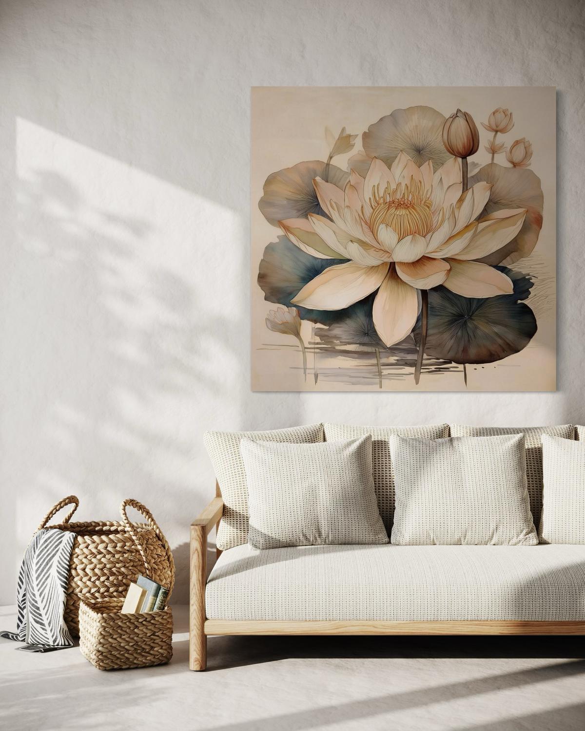 WANDBILD blumen lilien botanik - Beige, Textil (40/40cm) - Feeby
