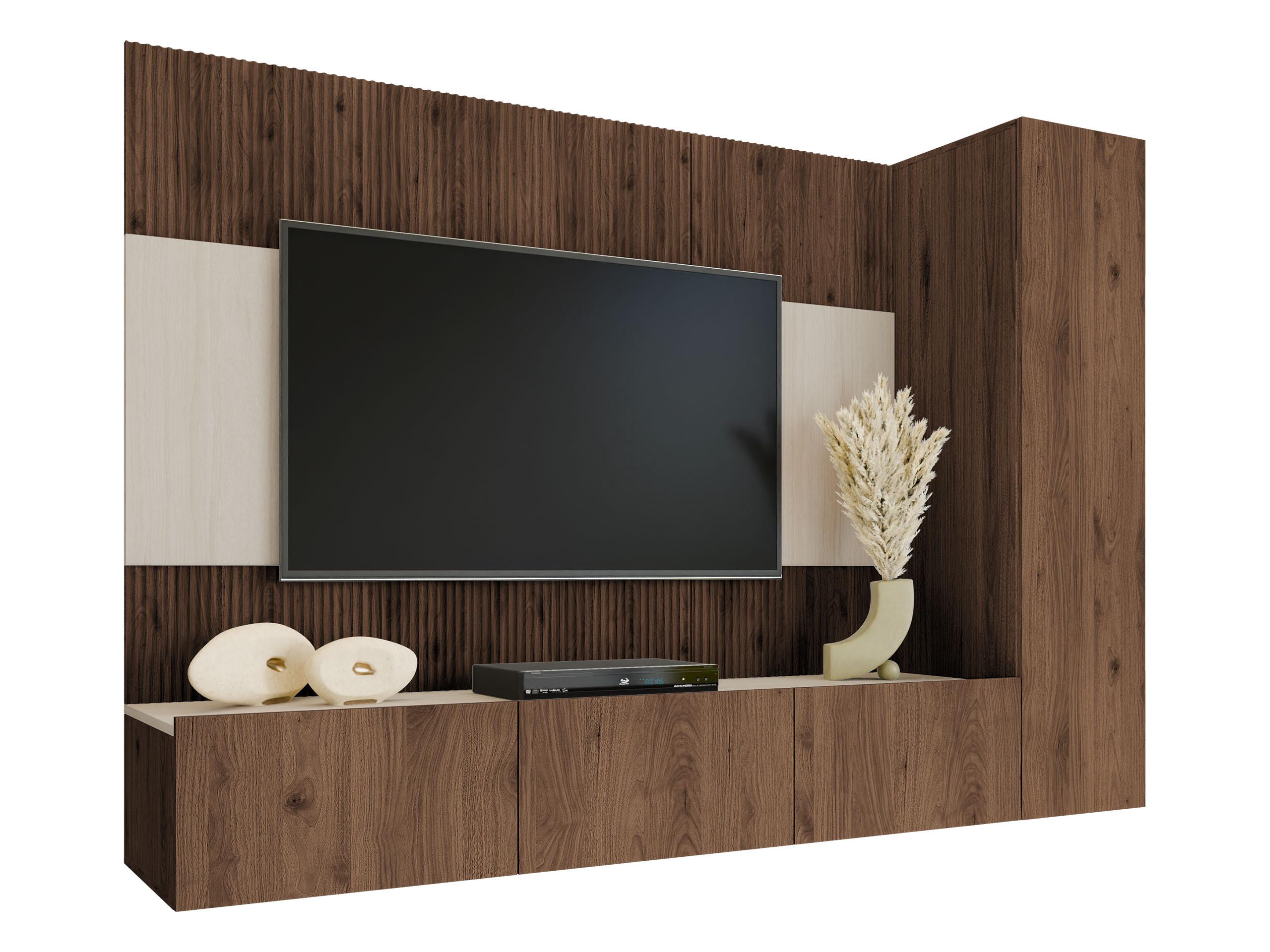 WOHNWAND Deromi VI - Braun, Holzwerkstoff (220/150/38cm) - MIRJAN24