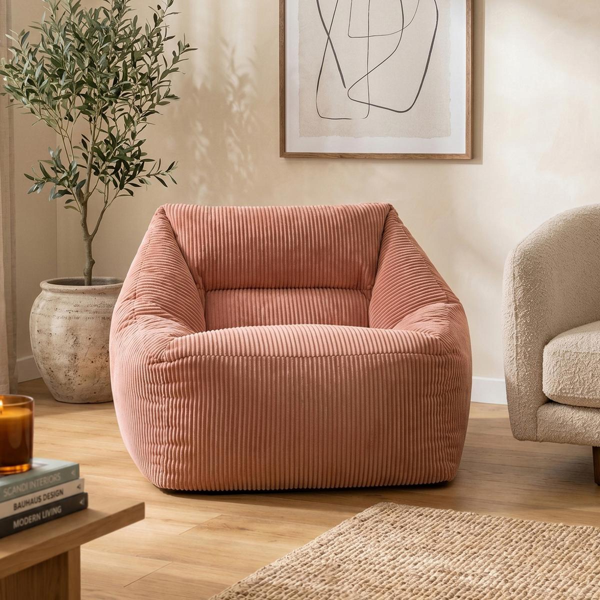 SITZSACK Cord Sessel Natalia - Pink, Textil (97/73/84cm) - icon