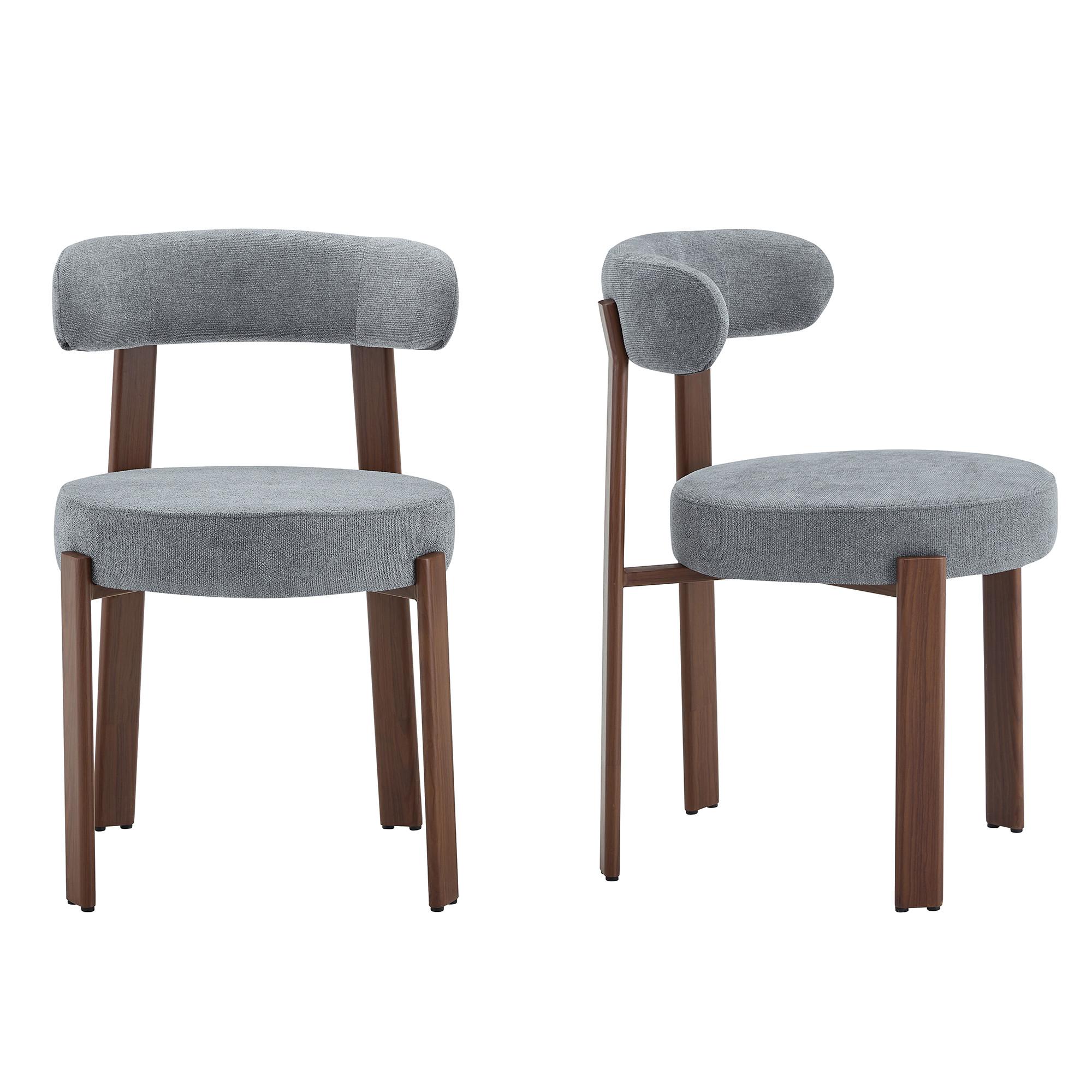 ESSZIMMERSTUHL 2ER-SET aus Stoff, mit ergonomischer Bügellehne - Grau, Textil (51.5/79/57cm) - Urban Meuble