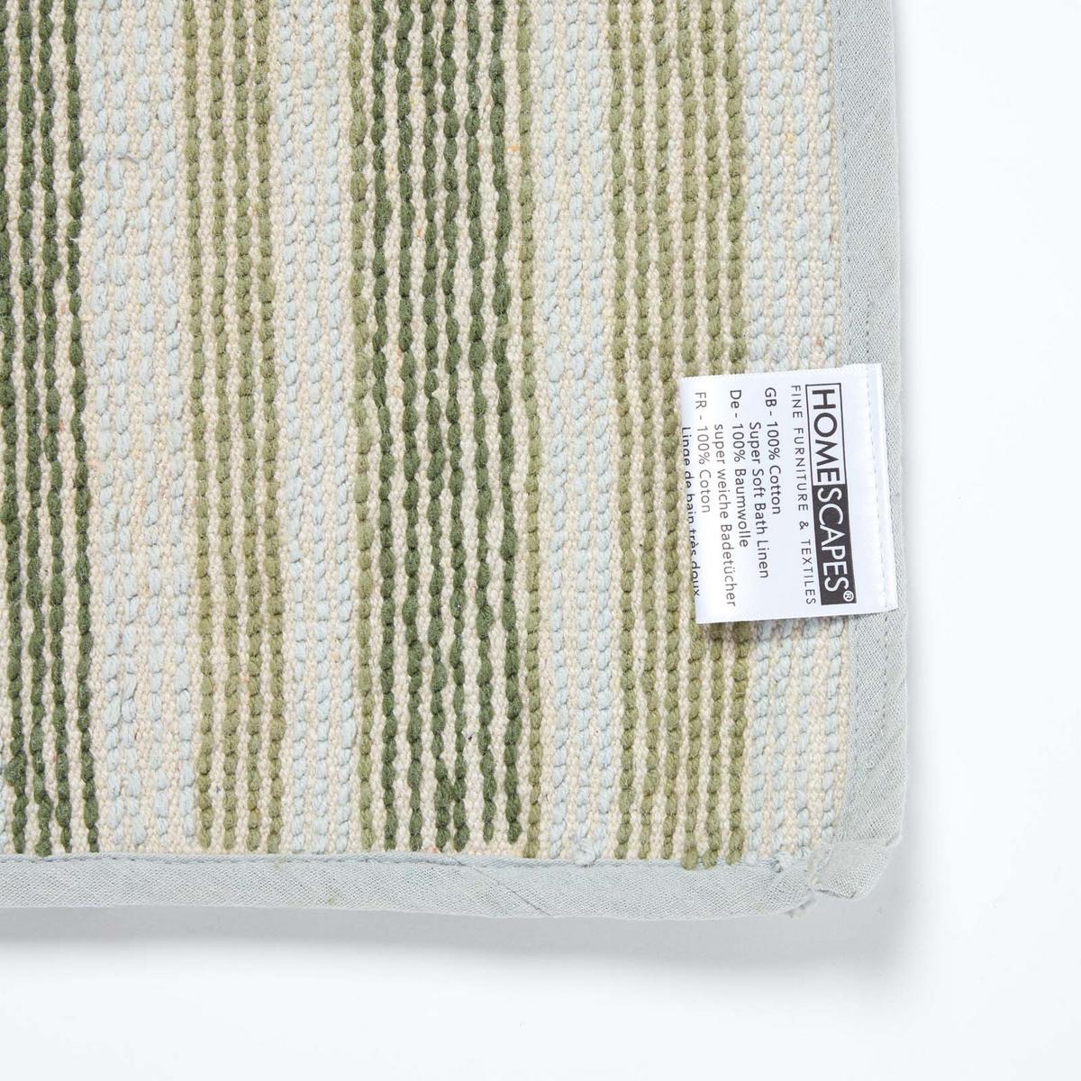 BADEMATTE 50/80 cm gestreift, Baumwolle - Grün, Textil (50/80cm) - Homescapes