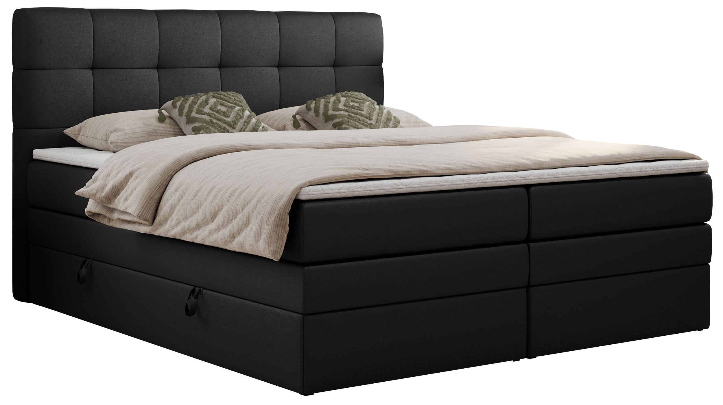 BOXSPRINGBETT LUKA KING 180/200 Schwarz Kunstleder - H3 - Schwarz, Holz/Textil (180/200cm) - MKS
