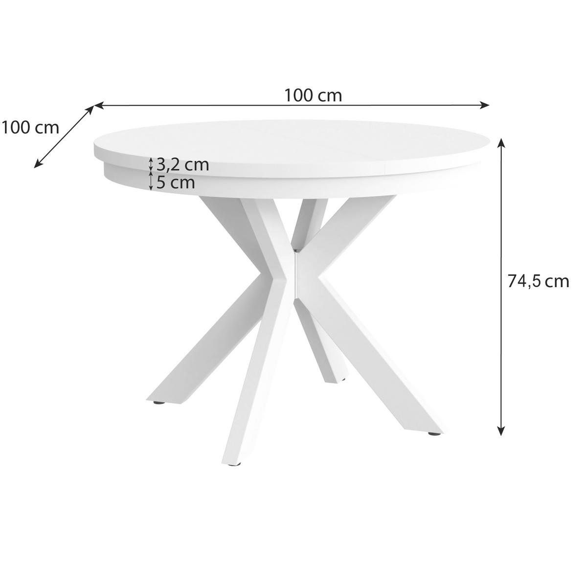ESSTISCH Bilbao, Runder, mit Metallbeinen, eiche Artisan+Weiß - Eiche Artisan/Weiß, Holzwerkstoff/Metall (100/100/77cm) - Beautysofa
