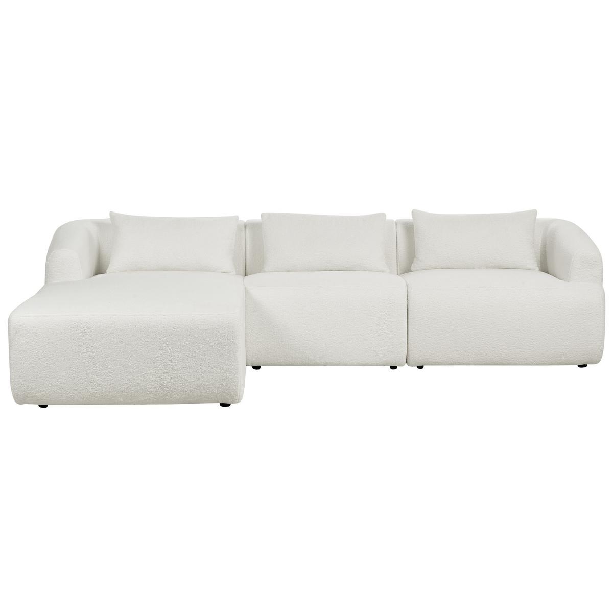 3-SITZER-ECKSOFA aus Bouclé weiß linksseitig Svansele - Weiß, Textil (278/174cm) - Beliani