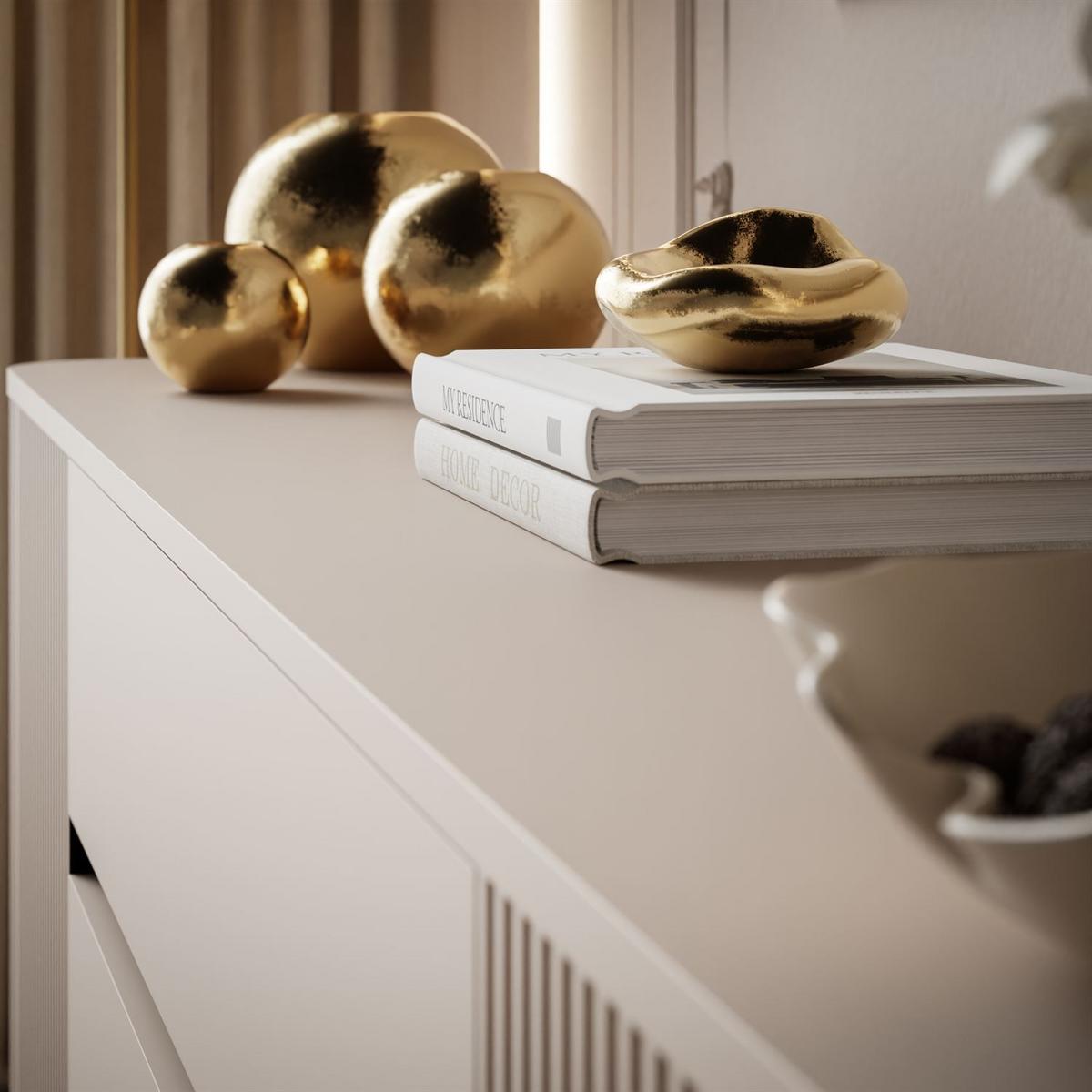 TV-UNIT MIRAGE GOLD 240 cm mit geriffelten Fronten - Beige, Holzwerkstoff (240/52/40cm) - Lookway