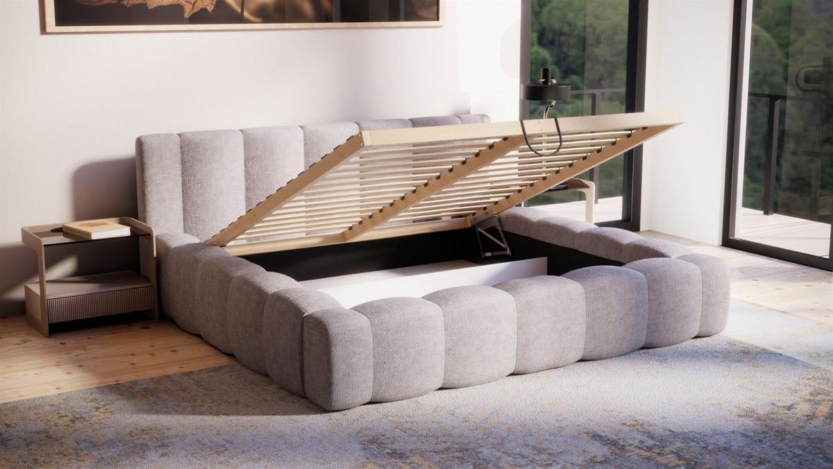 POLSTERBETT Lizeth In Perfect Harmony - Hellgrau, Holzwerkstoff/Textil (120/200cm) - Fun Möbel