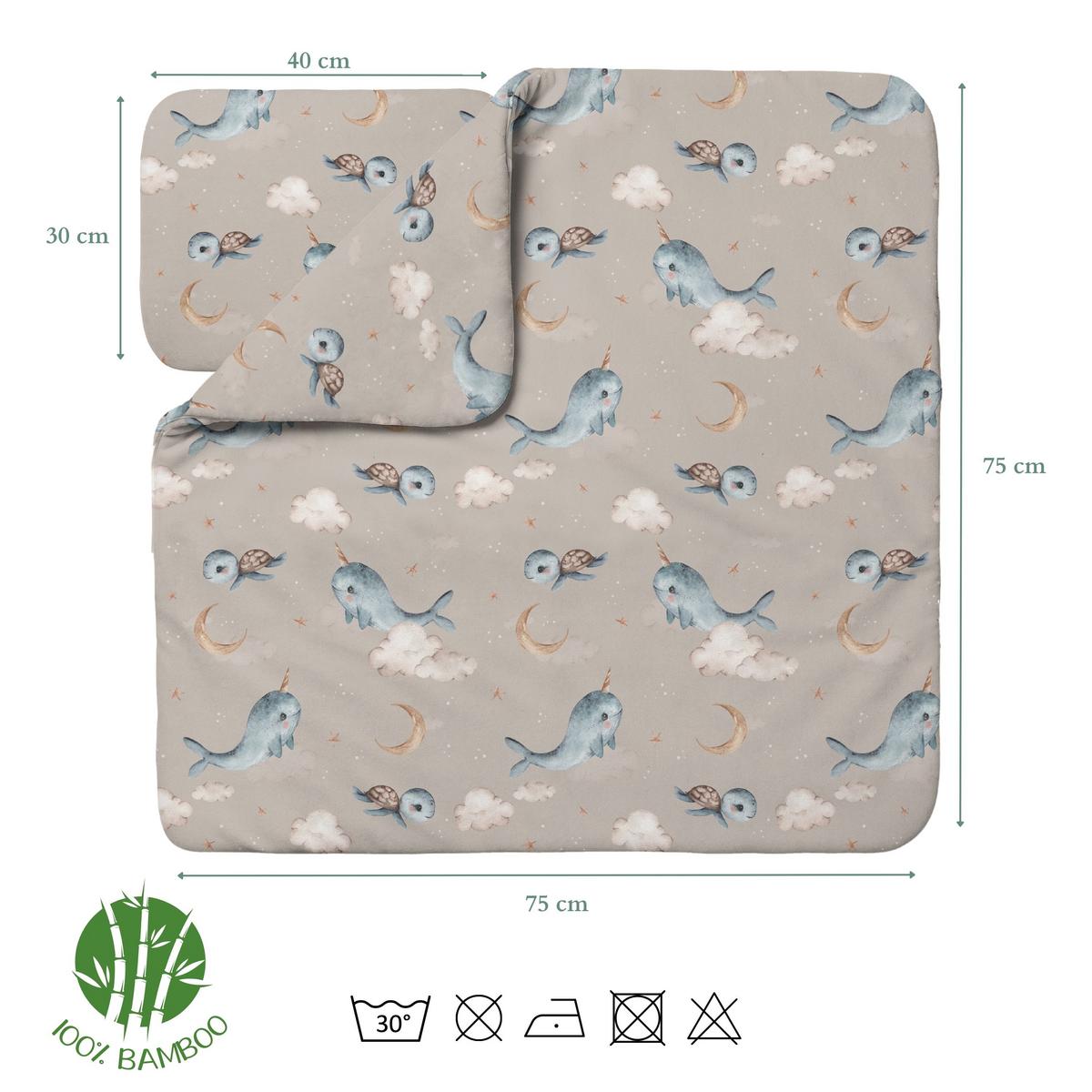 BABY Bambus-Bettwäsche Wale - Cappuccino, Textil (75/75cm) - waldin