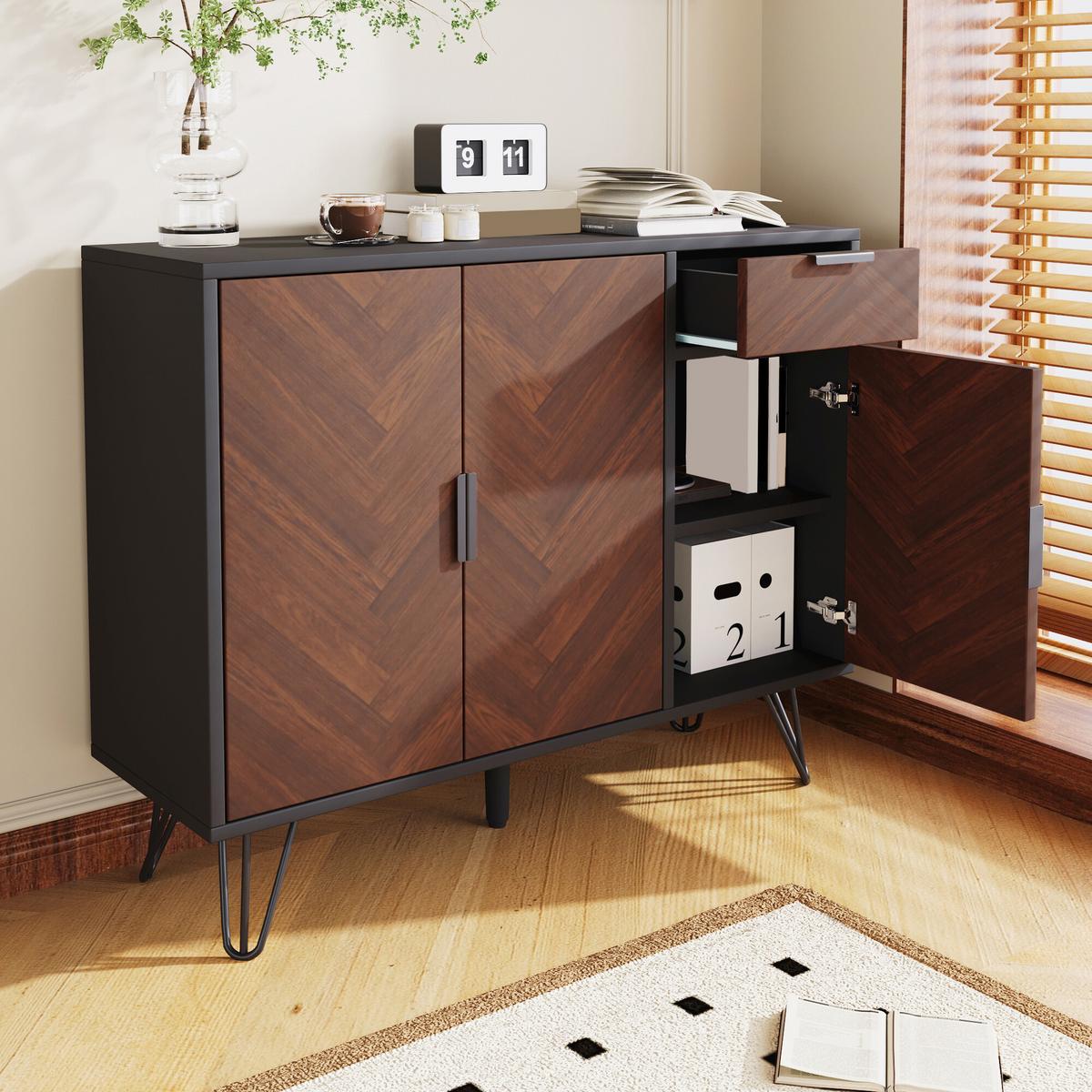 SIDEBOARD Schwarz 90/30/71,5 cm - Schwarz, Holzwerkstoff (90/72/30cm) - Urban Meuble