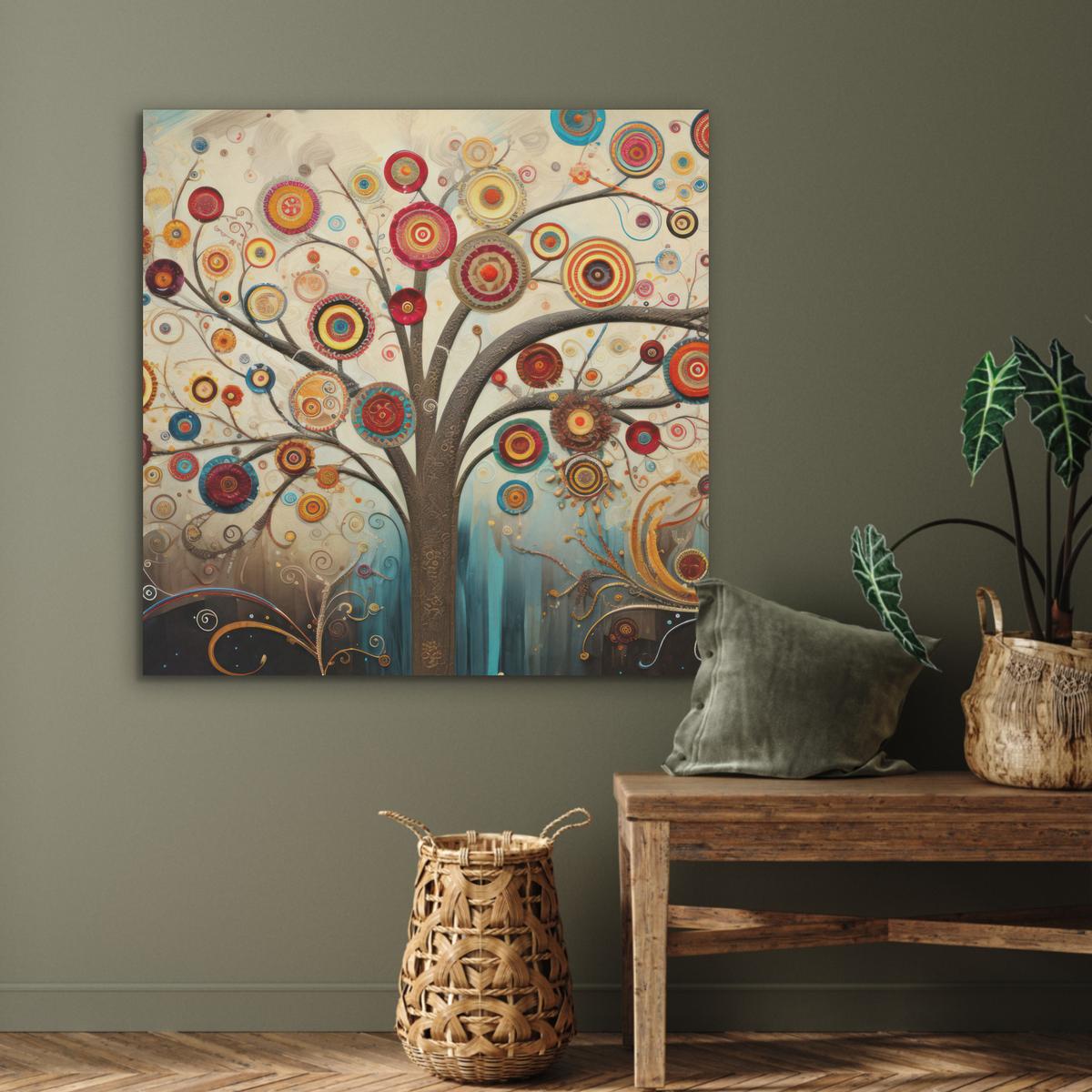 AKUSTIKBILD Baum - Baum des Lebens - Farbe Akustikpaneele 90x90 cm - Braun, Kunststoff (90/90/0.9cm) - MuchoWow