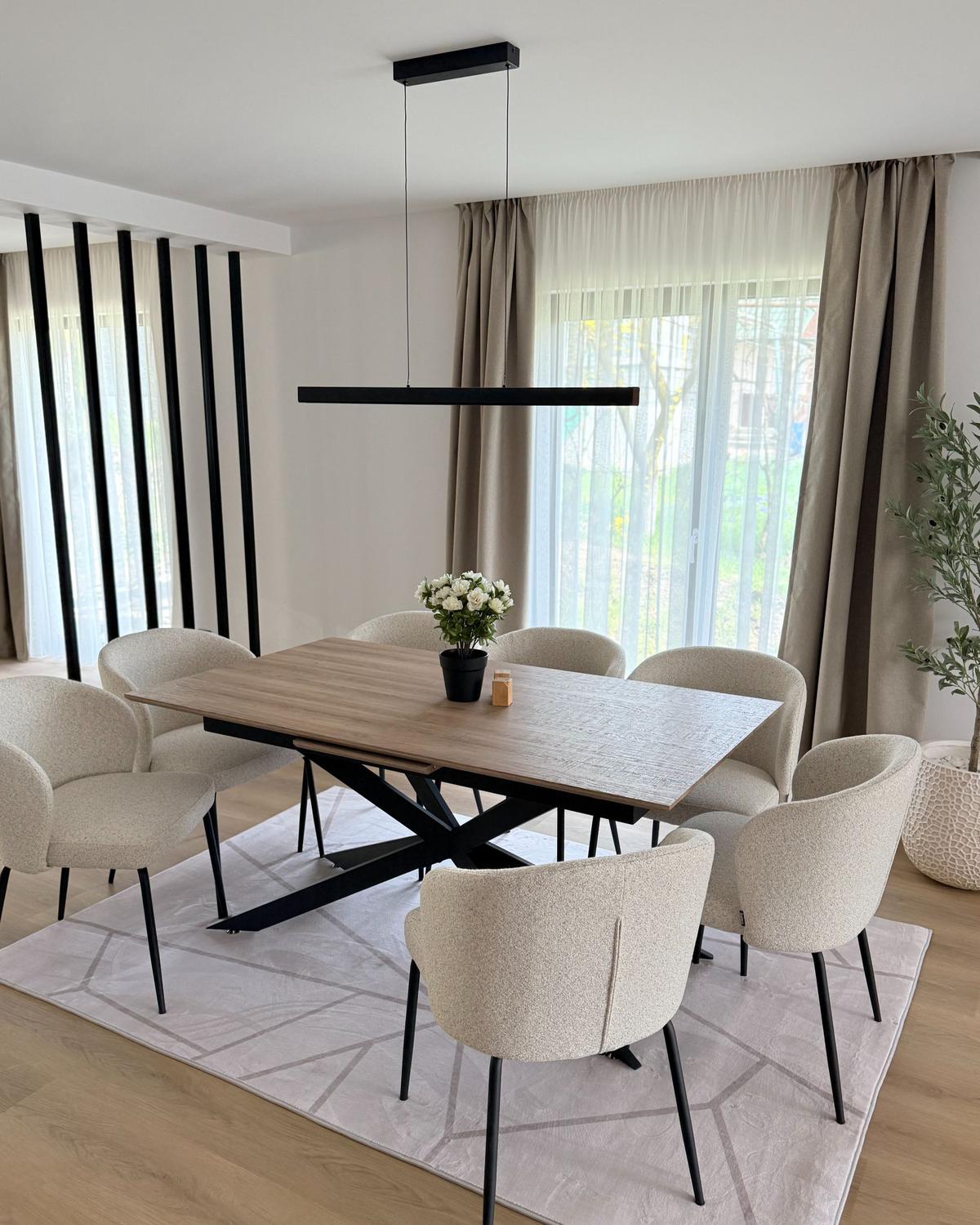 ESSTISCH Hellbraun 160-200/90 cm Finley - Hellbraun, Holzwerkstoff (160/90/75cm) - Beliani