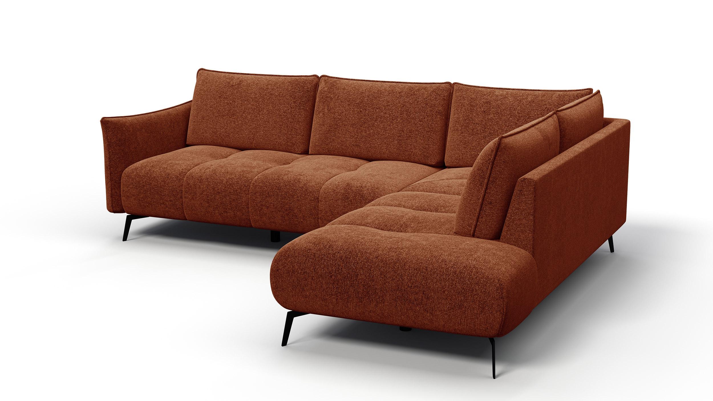 ECKSOFA AERA 5-Sitzer rechts, orange - Schwarz/Orange, Holz/Textil (268/206cm) - Wozimo