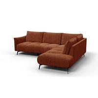 ECKSOFA AERA 5-Sitzer rechts, orange - Schwarz/Orange, Holz/Textil (268/206cm) - Wozimo