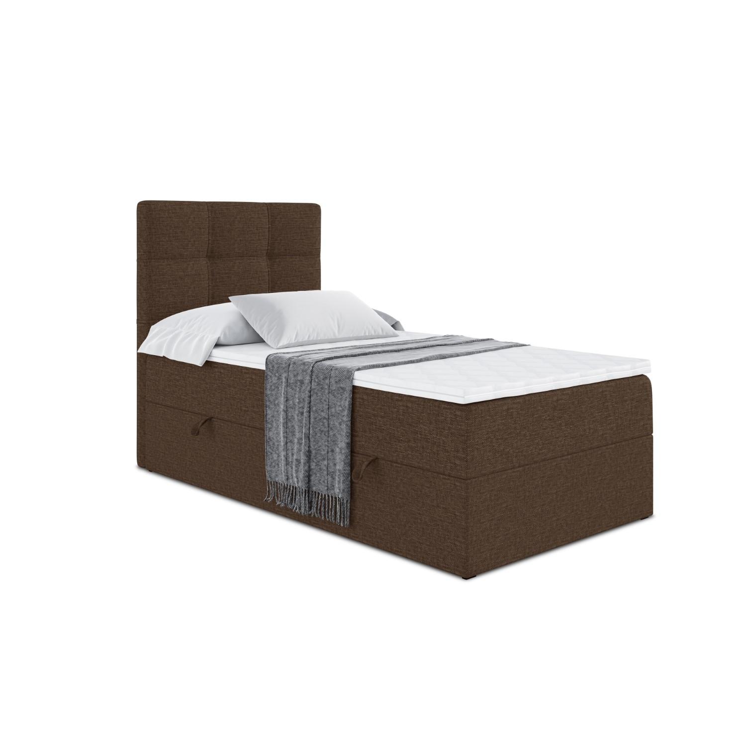 BOXBETT mit Matratze H3 und Lattenrost - MARCE - 90x200 - Links Braun - Braun, Holzwerkstoff (90/200cm) - ALTDECOR