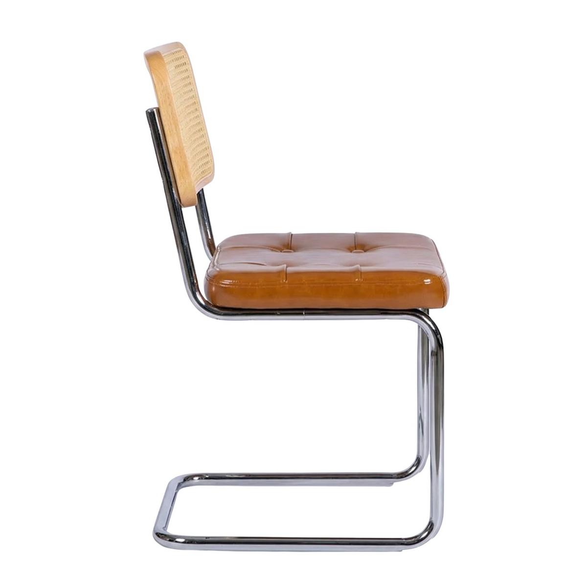 ESSZIMMERSTÜHLE 4er Set Freischwinger Rattan Kunstleder - Braun, Leder (53/84.6/46.4cm) - Urban Meuble