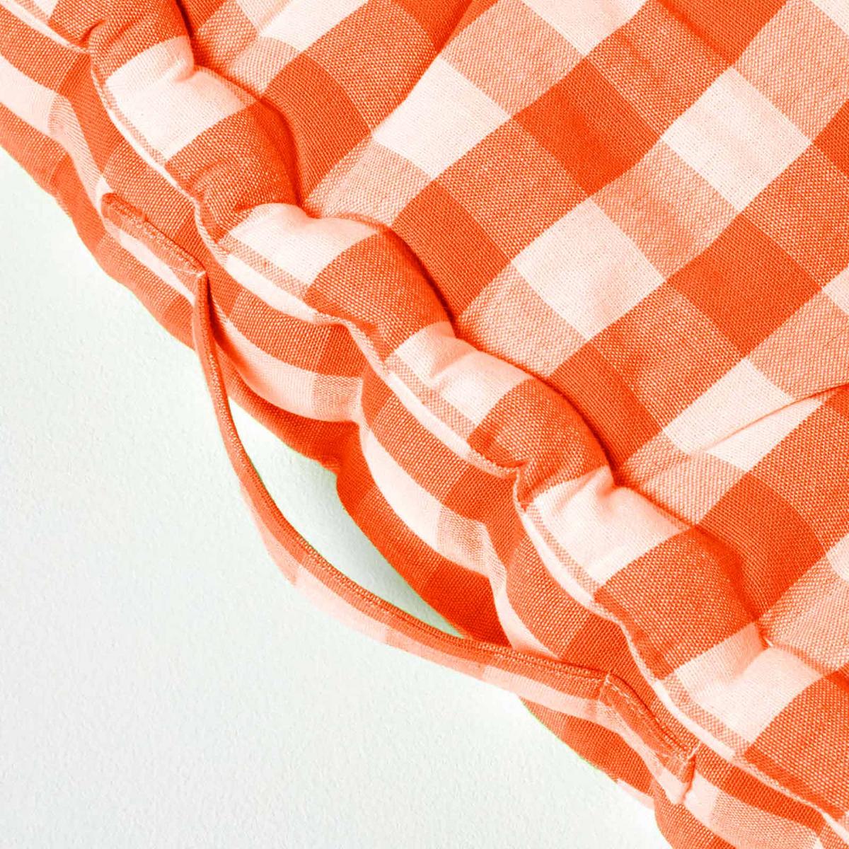 SITZKISSEN orange-weiß kariert 50/50/10 cm - Orange, Textil (50/50/10cm) - Homescapes