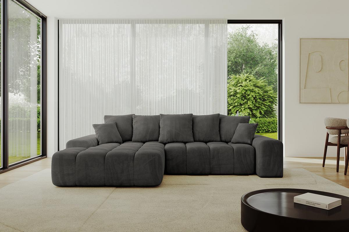 ECKSOFA Ottomane Links ENSI-L - 267x164x69 cm Anthrazit - Anthrazit, Holzwerkstoff/Kunststoff (267/164cm) - ALTDECOR