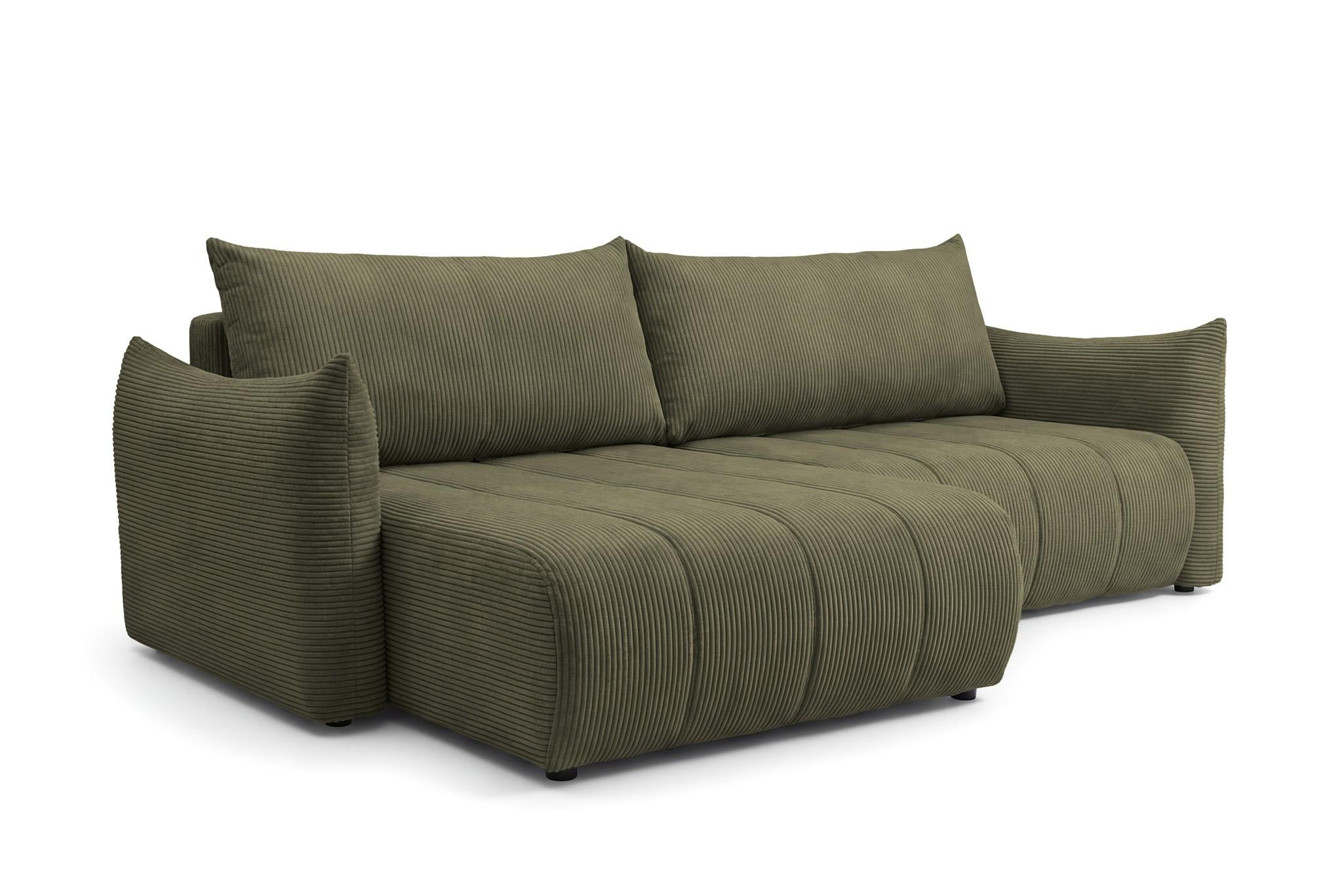 ECKSOFA Ontario Mit Schlaffunktion - Olivgrün, Holzwerkstoff/Textil (154/260cm) - Fun Möbel
